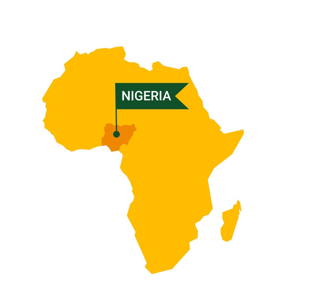 Map of Nigeria highlighting target agricultural zones